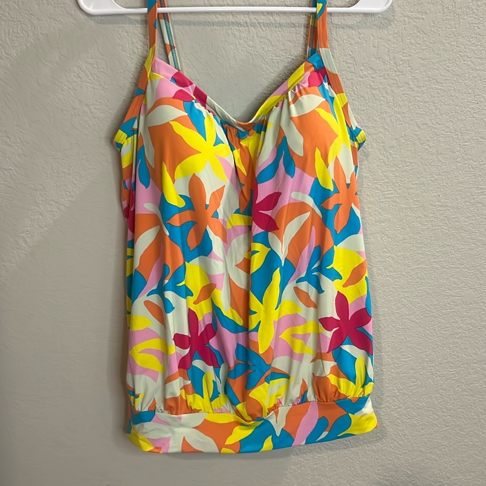 Lands' End Tropical Takini women's size 12 banded waist flattering padded adjust